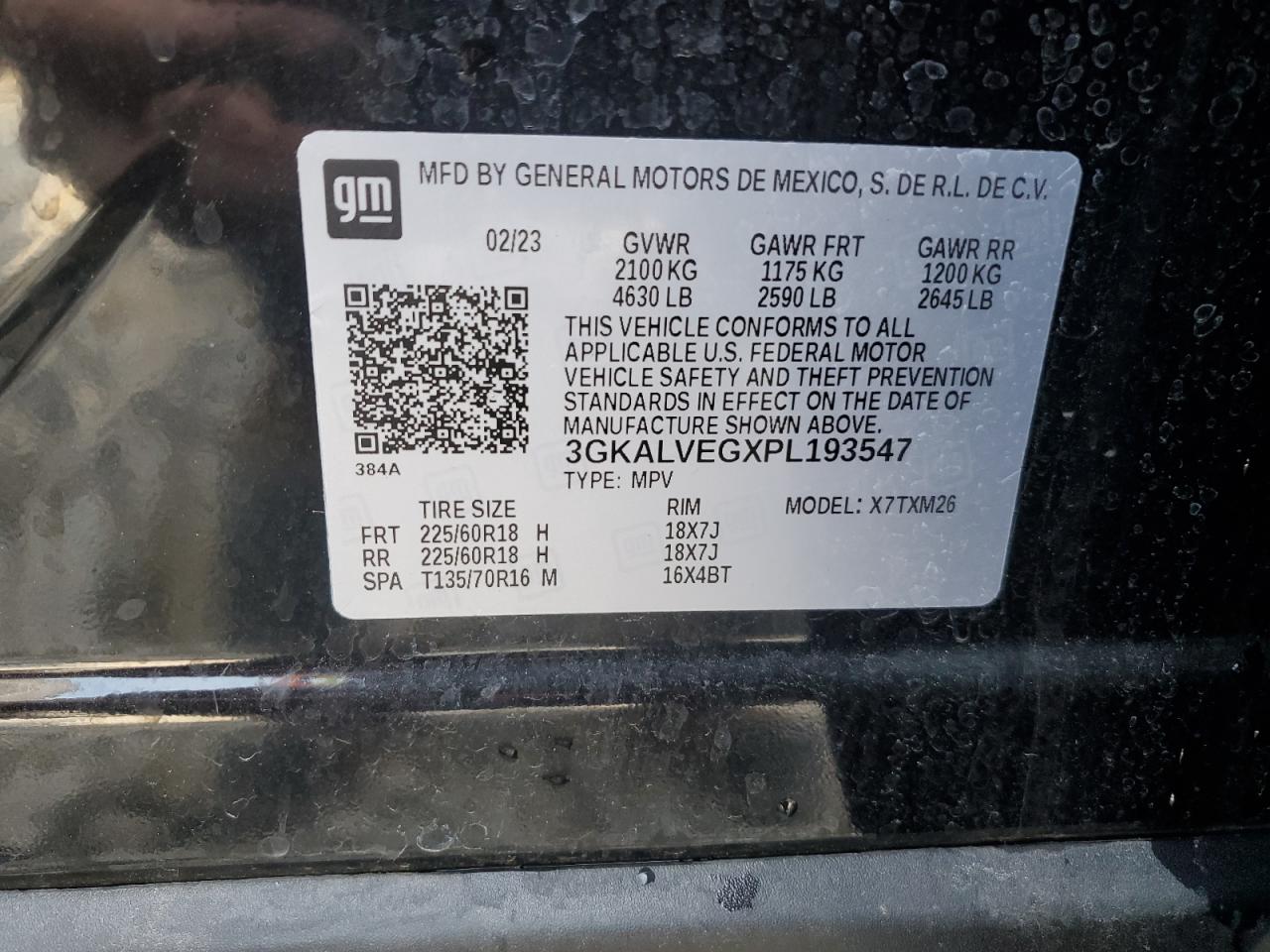 2023 GMC TERRAIN SLT VIN:3GKALVEGXPL193547