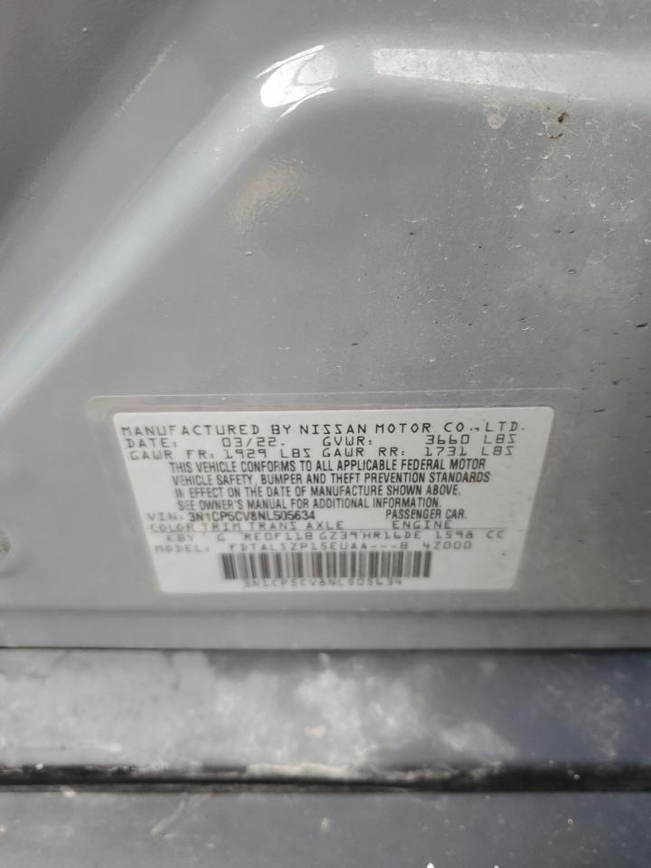 2022 NISSAN KICKS SV VIN:3N1CP5CV8NL505634