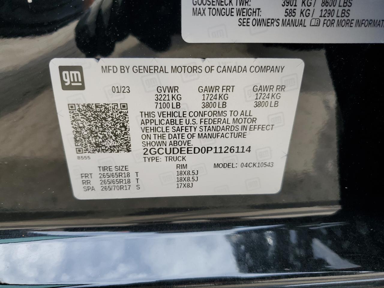 2023 CHEVROLET SILVERADO K1500 RST VIN:2GCUDEED0P1126114