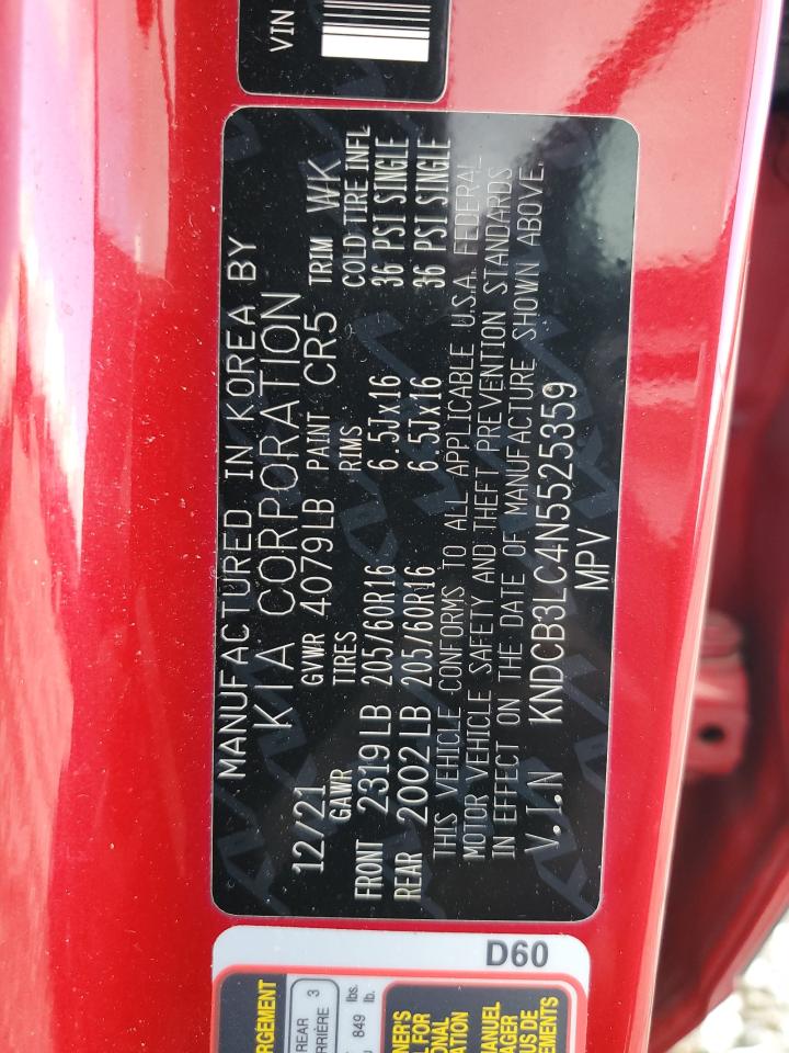 2022 KIA NIRO LX VIN:KNDCB3LC4N5525359