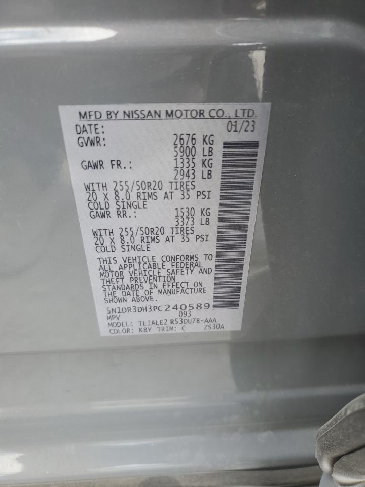 2023 NISSAN PATHFINDER PLATINUM VIN:5N1DR3DH3PC240589