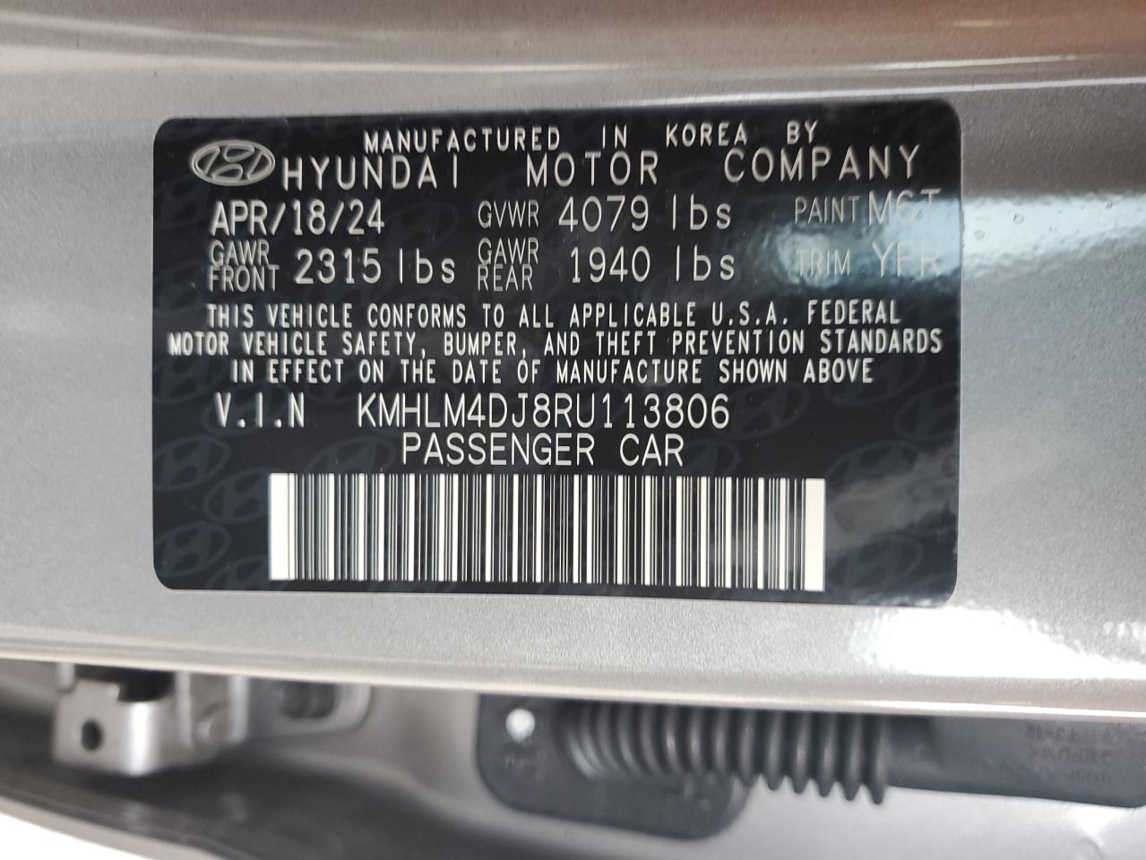 2024 HYUNDAI ELANTRA BLUE VIN:KMHLM4DJ8RU113806