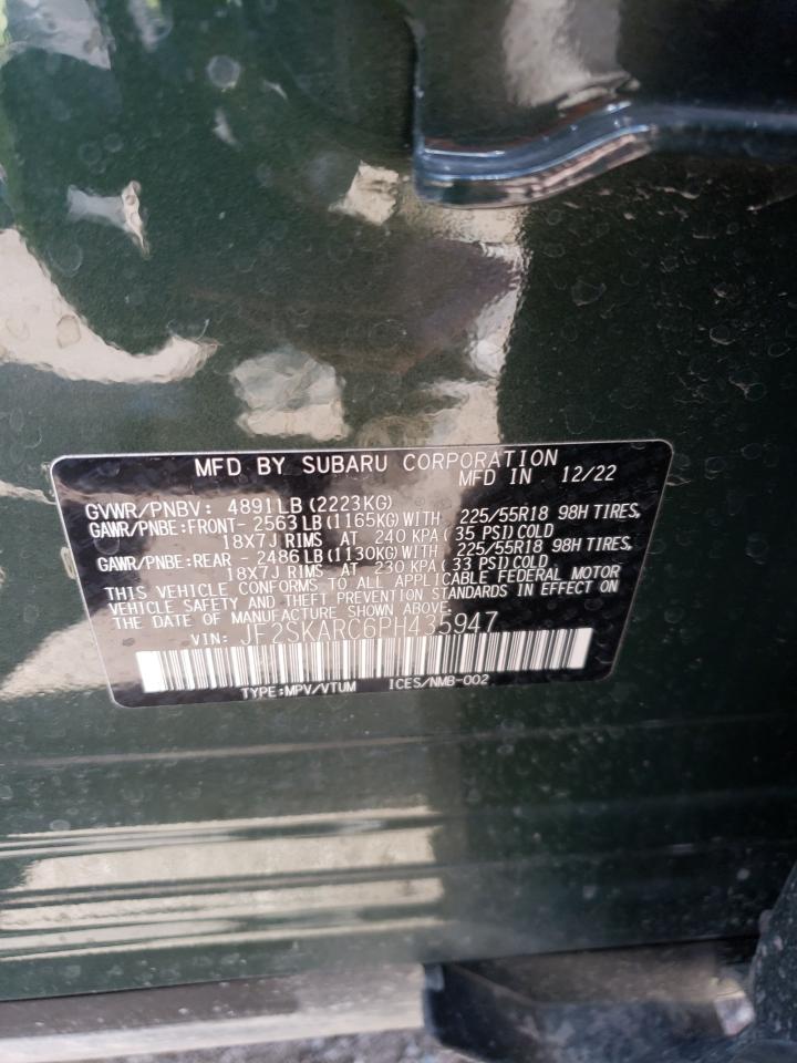 2023 SUBARU FORESTER TOURING VIN:JF2SKARC6PH435947