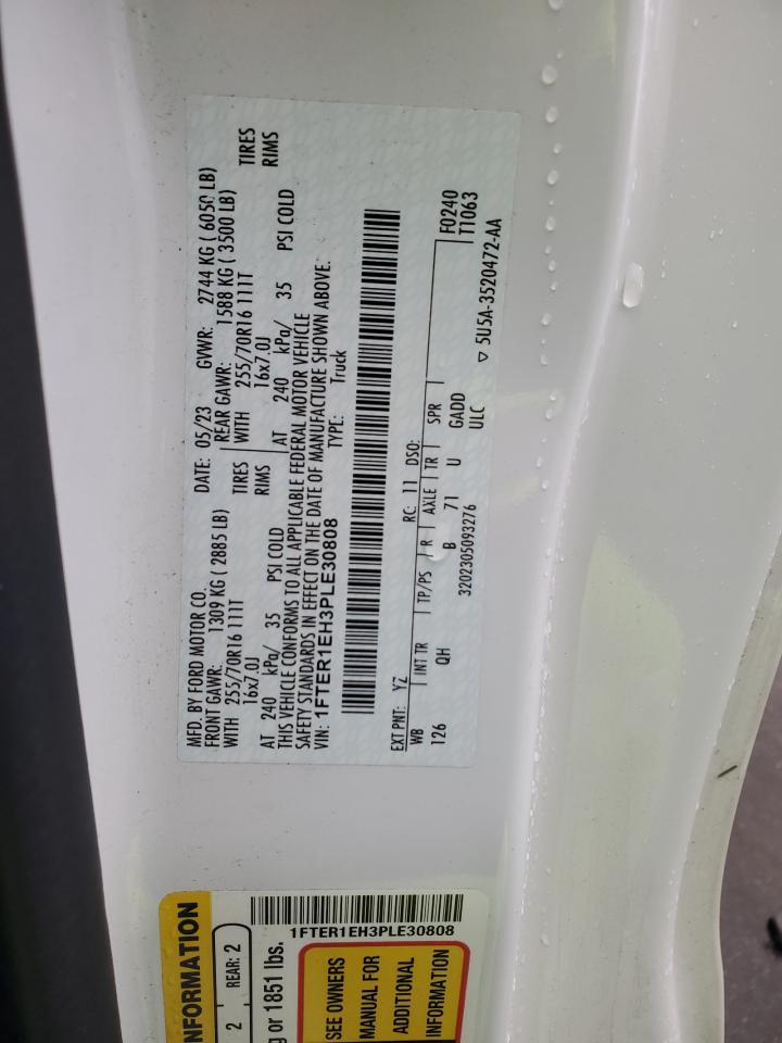 2023 FORD RANGER XL VIN:1FTER1EH3PLE30808