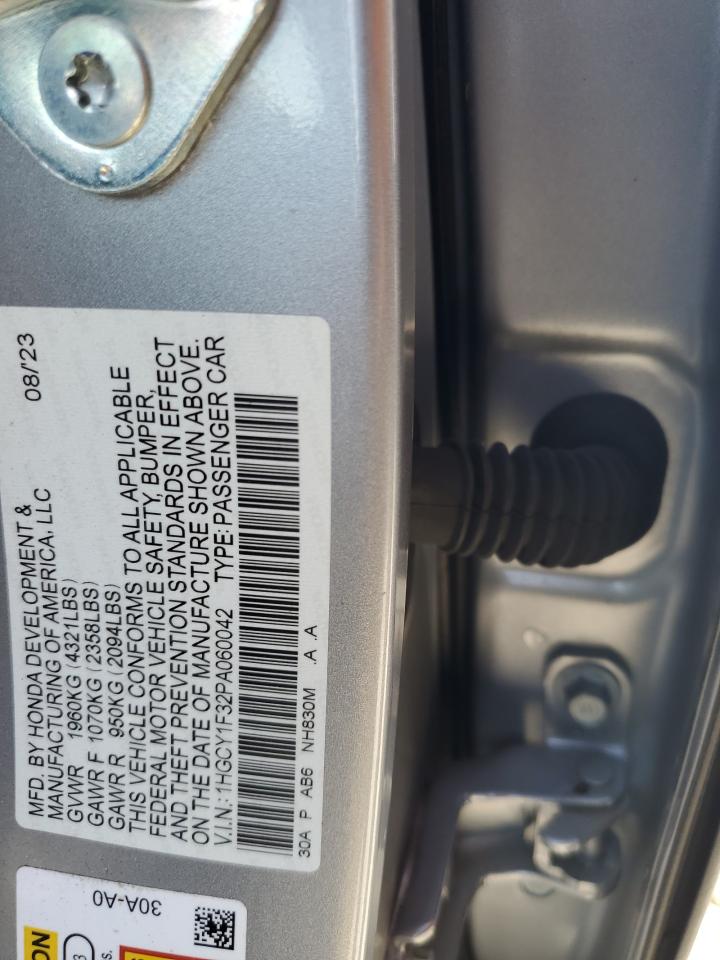 2023 HONDA ACCORD EX VIN:1HGCY1F32PA060042
