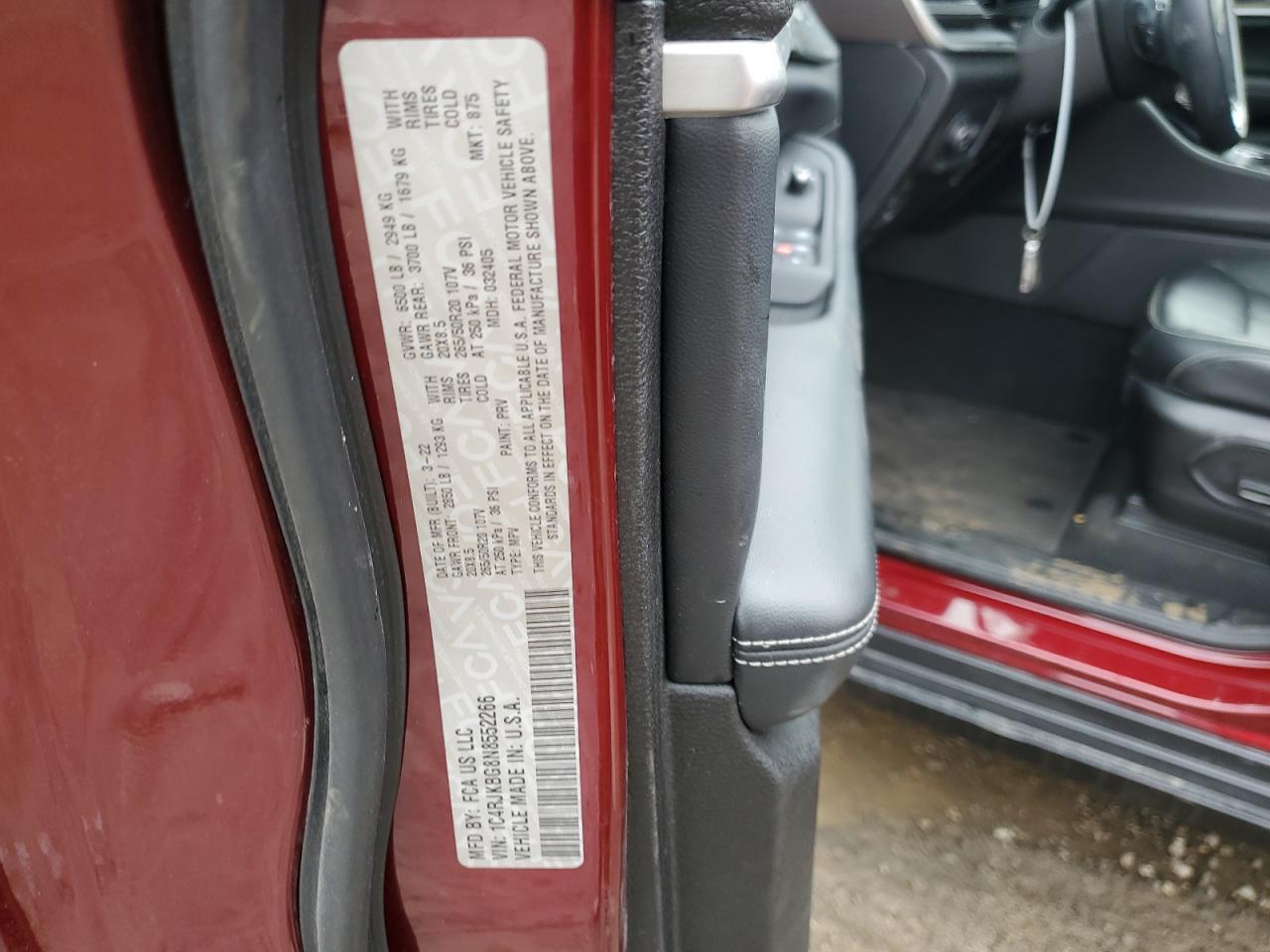 2022 JEEP GRAND CHEROKEE L LIMITED VIN:1C4RJKBG8N8552266