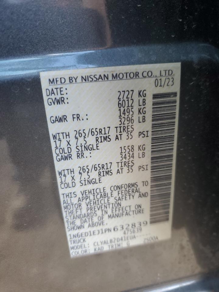 2023 NISSAN FRONTIER S VIN:1N6ED1EJ1PN632839