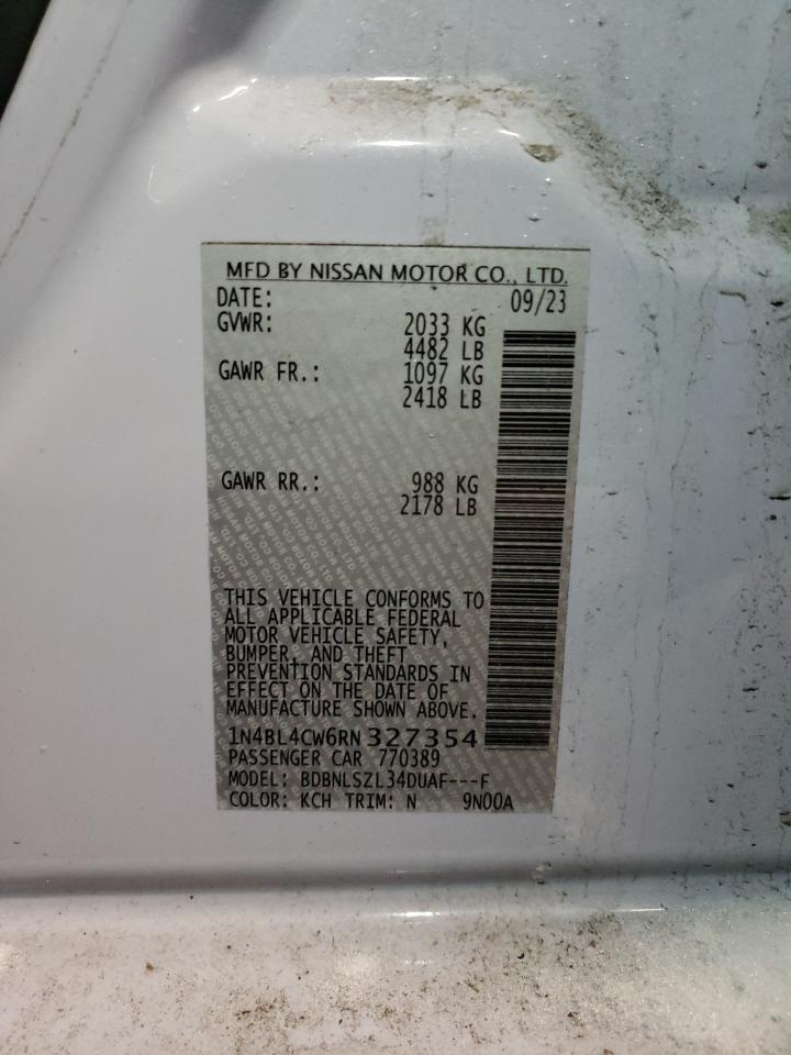 2024 NISSAN ALTIMA SR VIN:1N4BL4CW6RN327354