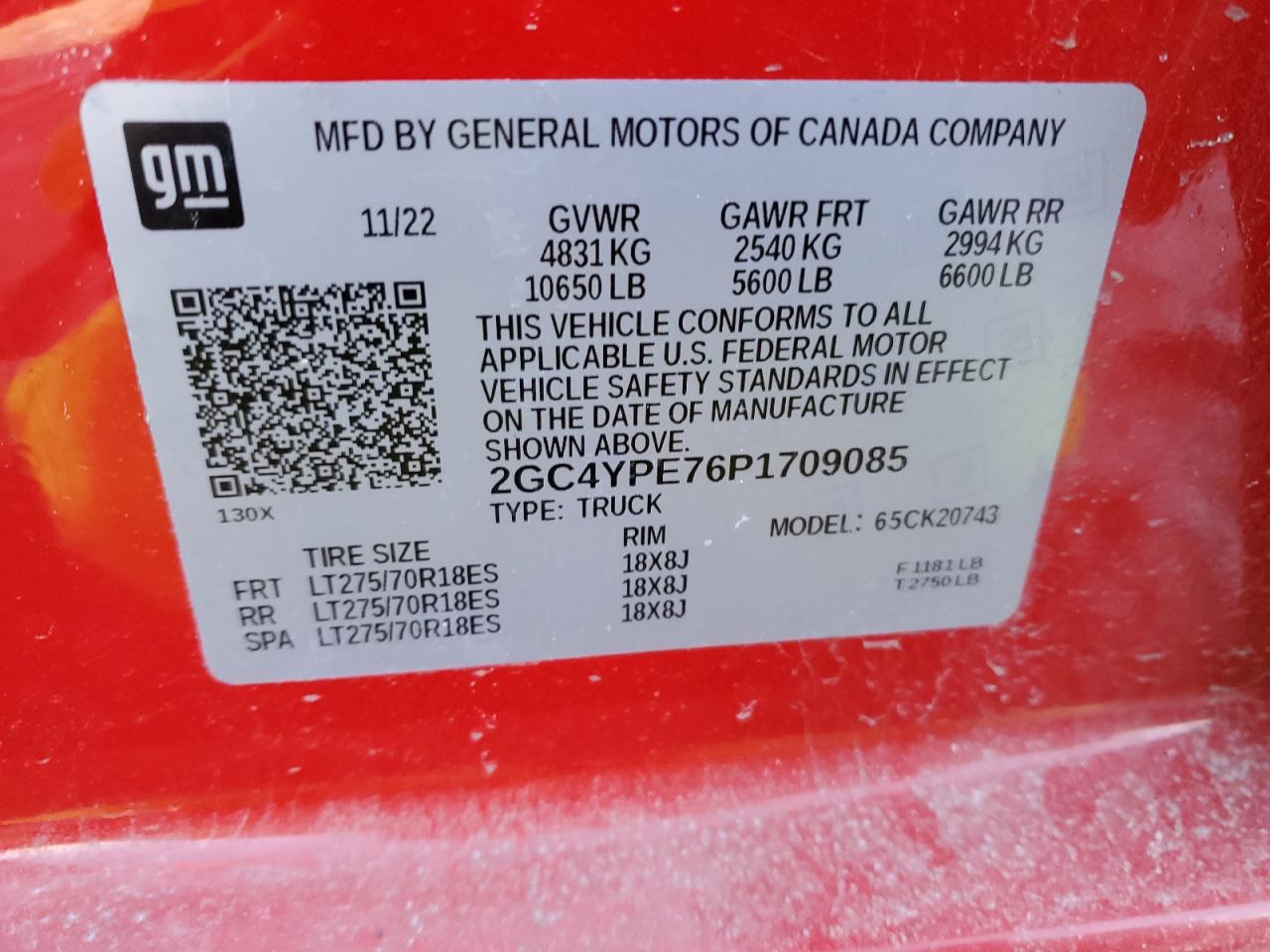 2023 CHEVROLET SILVERADO K2500 HEAVY DUTY LTZ VIN:2GC4YPE76P1709085