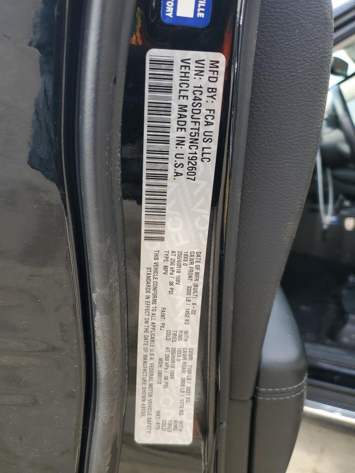 2022 DODGE DURANGO PURSUIT VIN:1C4SDJFT5NC192607