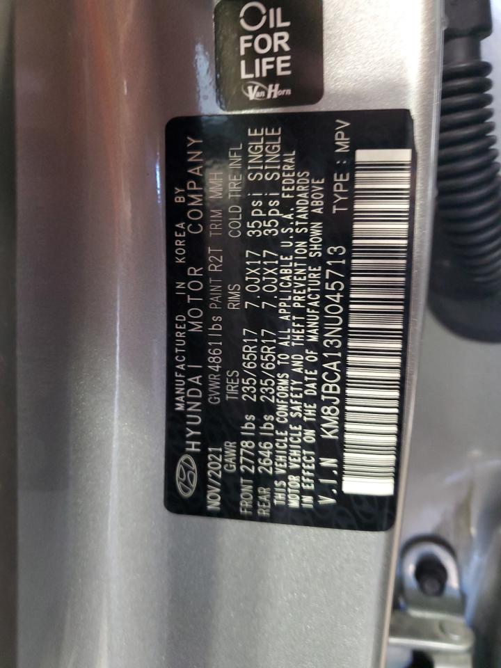 2022 HYUNDAI TUCSON BLUE VIN:KM8JBCA13NU045713