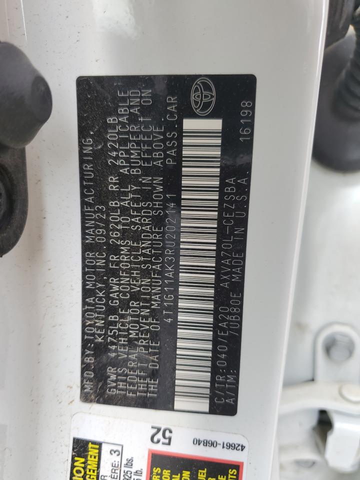 2024 TOYOTA CAMRY SE NIGHT SHADE VIN:4T1G11AK3RU202141