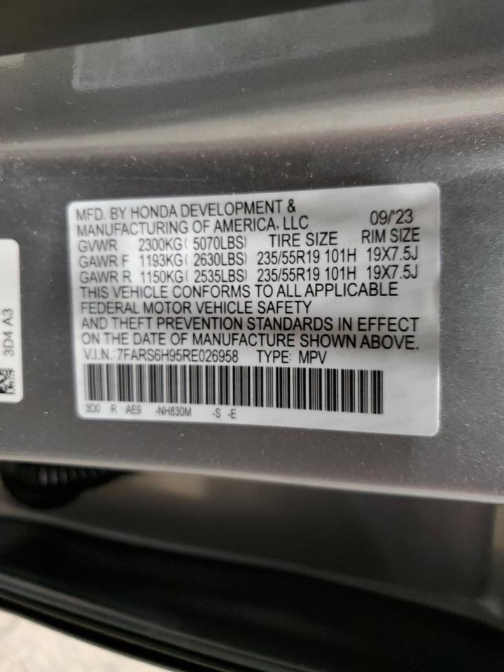 2024 HONDA CR-V SPORT TOURING VIN:7FARS6H95RE026958