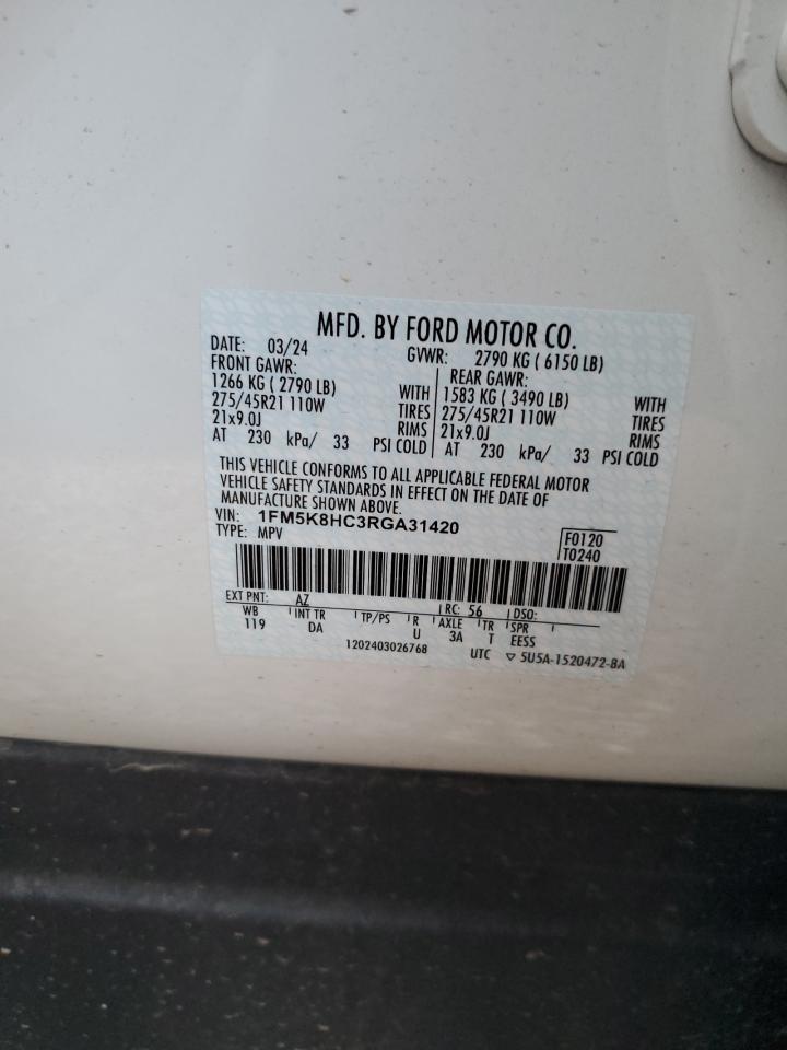 2024 FORD EXPLORER PLATINUM VIN:1FM5K8HC3RGA31420