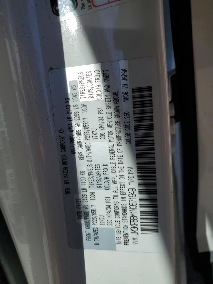 2022 MAZDA CX-5 SELECT VIN:JM3KFBBM1N0571949