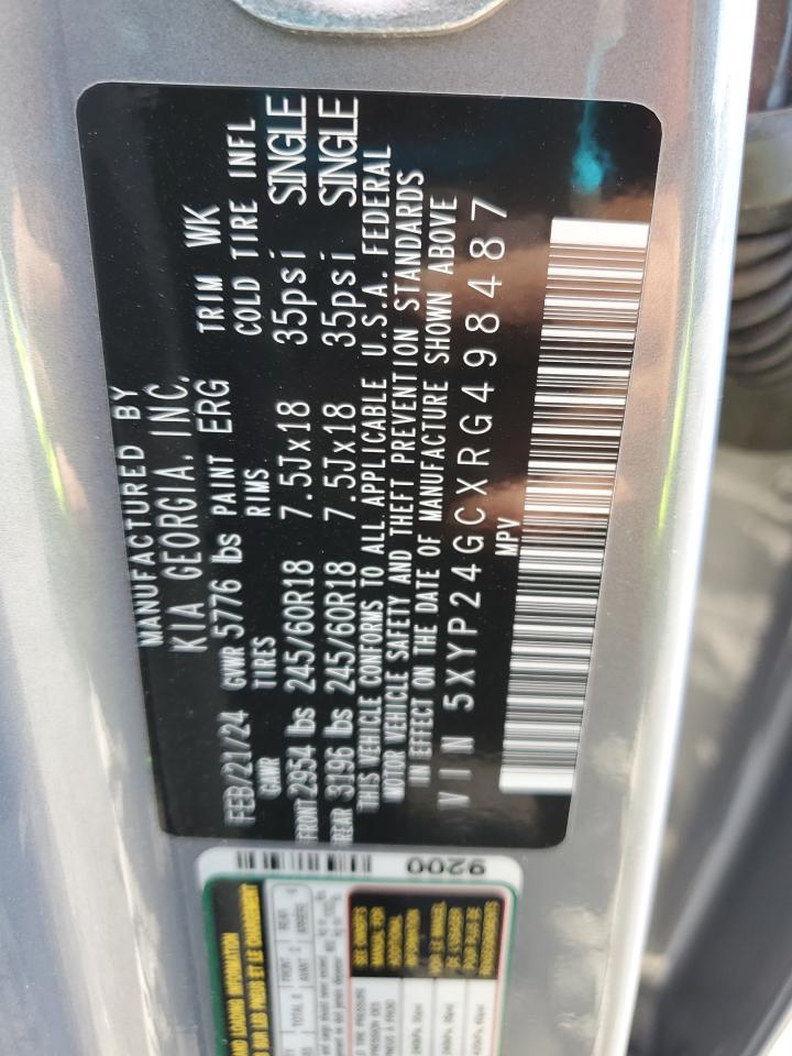 2024 KIA TELLURIDE LX VIN:5XYP24GCXRG498487