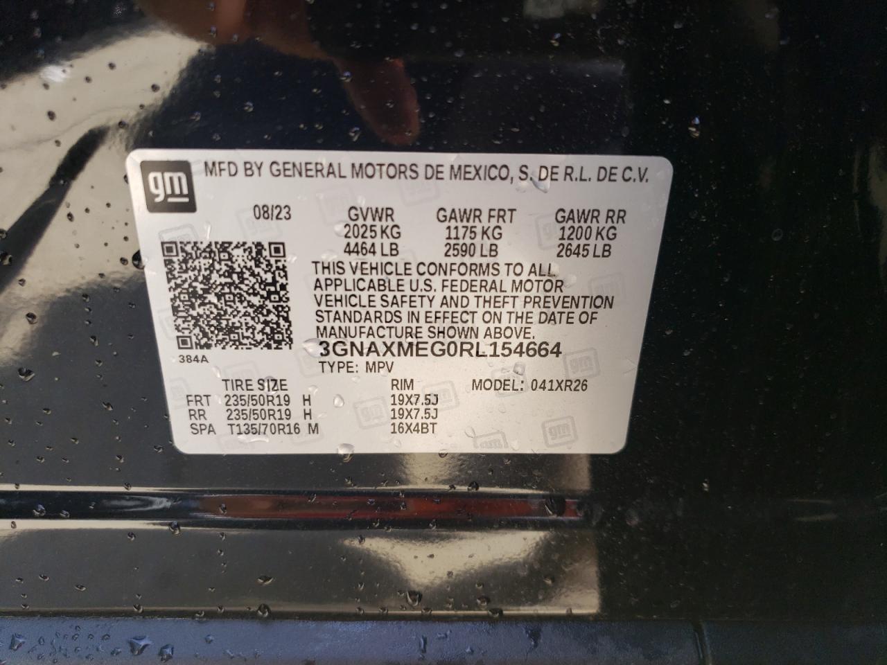 2024 CHEVROLET EQUINOX RS VIN:3GNAXMEG0RL154664