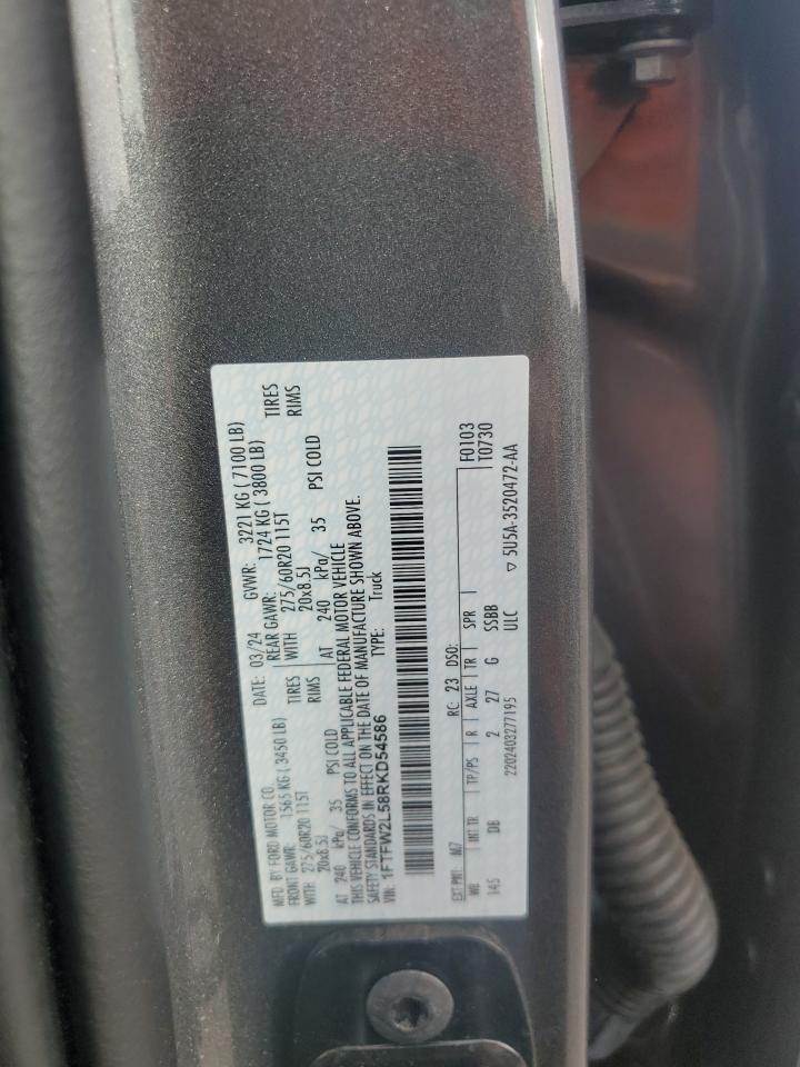 2024 FORD F150 STX VIN:1FTFW2L58RKD54586