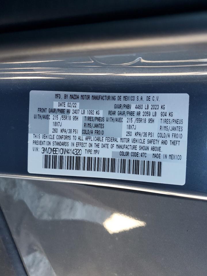 2022 MAZDA CX-30 PREMIUM PLUS VIN:3MVDMBEY0NM414320
