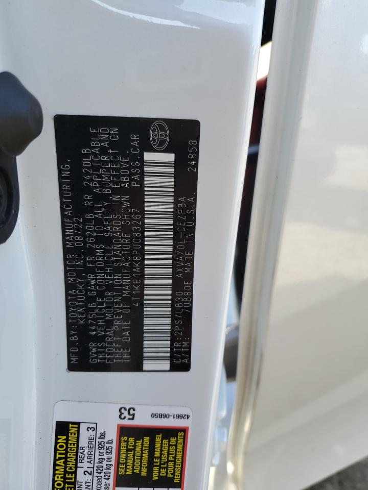 2023 TOYOTA CAMRY XSE VIN:4T1K61AK8PU083267