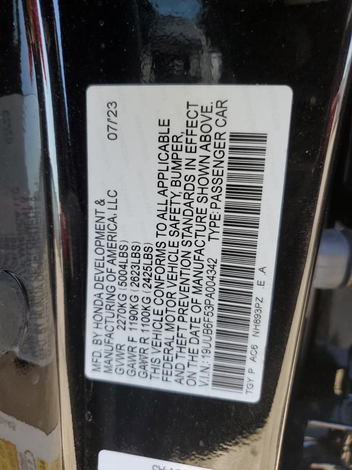 2023 ACURA TLX A-SPEC VIN:19UUB6F53PA004342