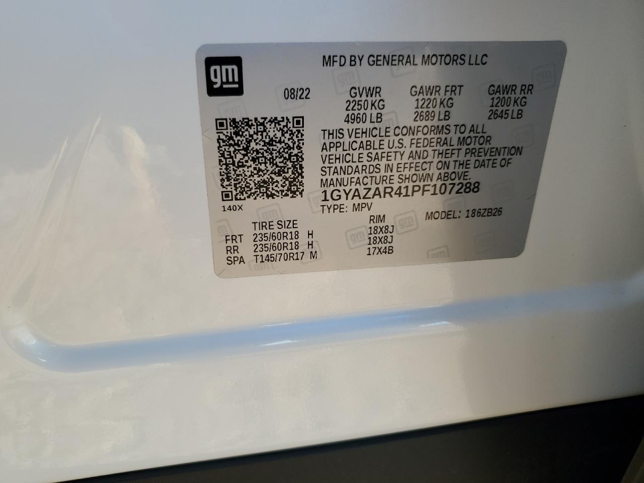 2023 CADILLAC XT4 LUXURY VIN:1GYAZAR41PF107288