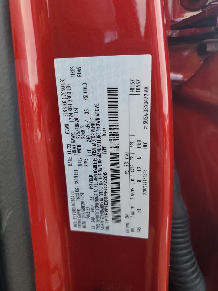 2023 FORD F150 SUPERCREW VIN:1FTFW1E80PFD22206
