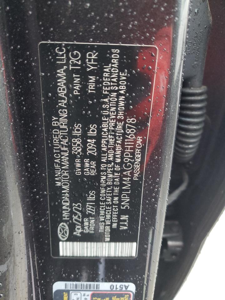 2023 HYUNDAI ELANTRA SEL VIN:5NPLM4AG9PH116878