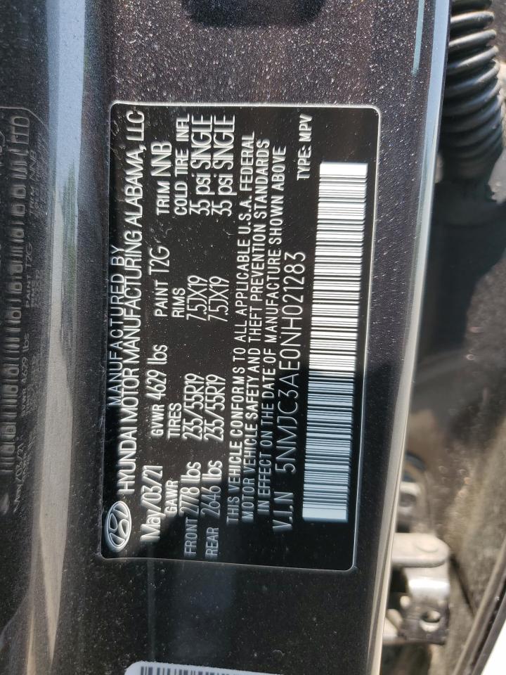 2022 HYUNDAI TUCSON SEL VIN:5NMJC3AE0NH021283