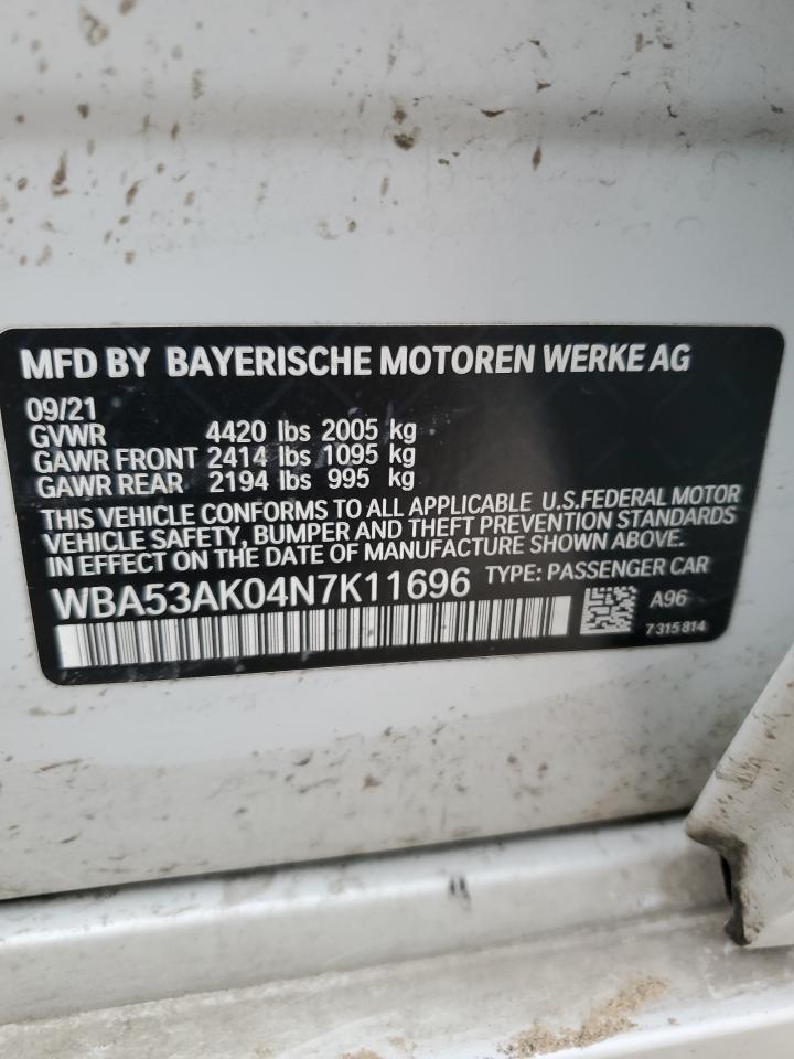 2022 BMW 228I VIN:WBA53AK04N7K11696