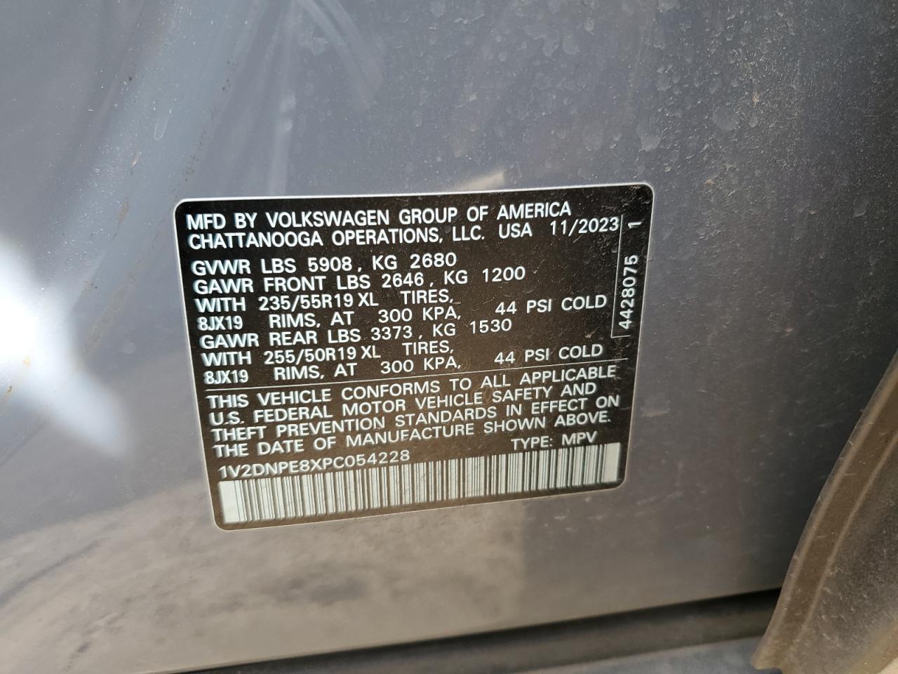 2023 VOLKSWAGEN ID.4 PRO VIN:1V2DNPE8XPC054228