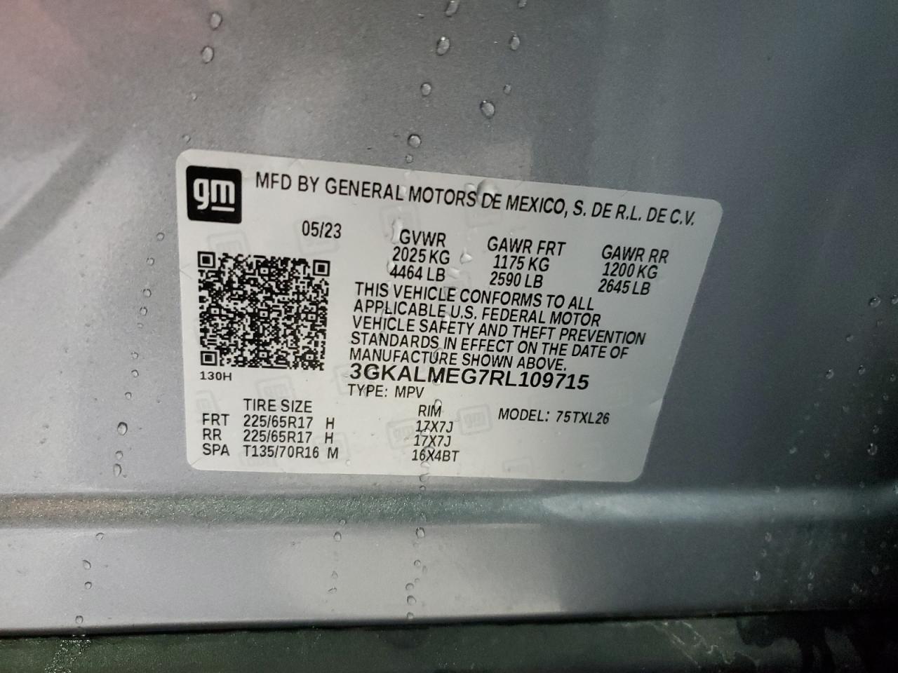 2024 GMC TERRAIN SLE VIN:3GKALMEG7RL109715