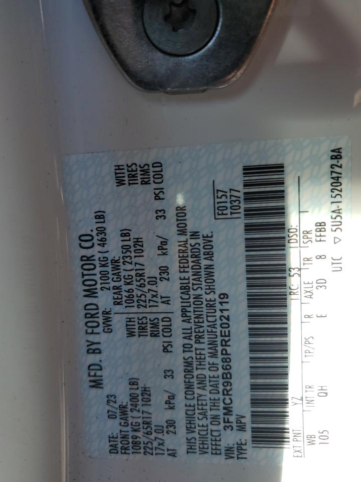 2023 FORD BRONCO SPORT BIG BEND VIN:3FMCR9B68PRE02119