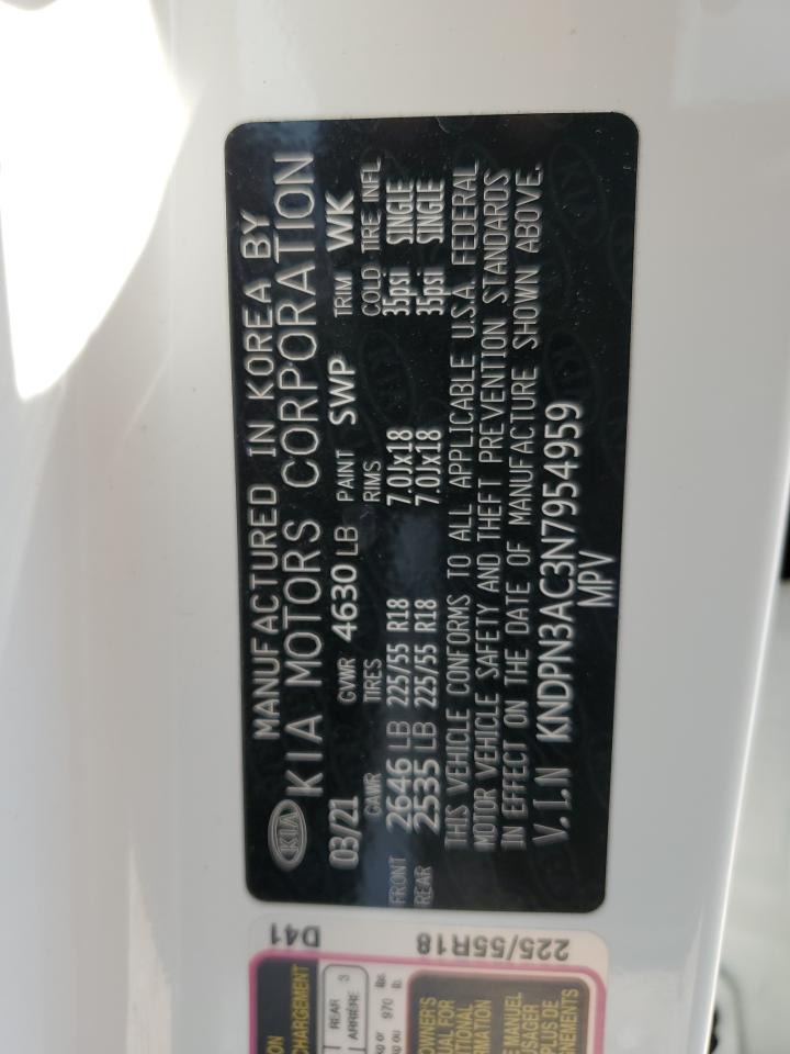 2022 KIA SPORTAGE EX VIN:KNDPN3AC3N7954959