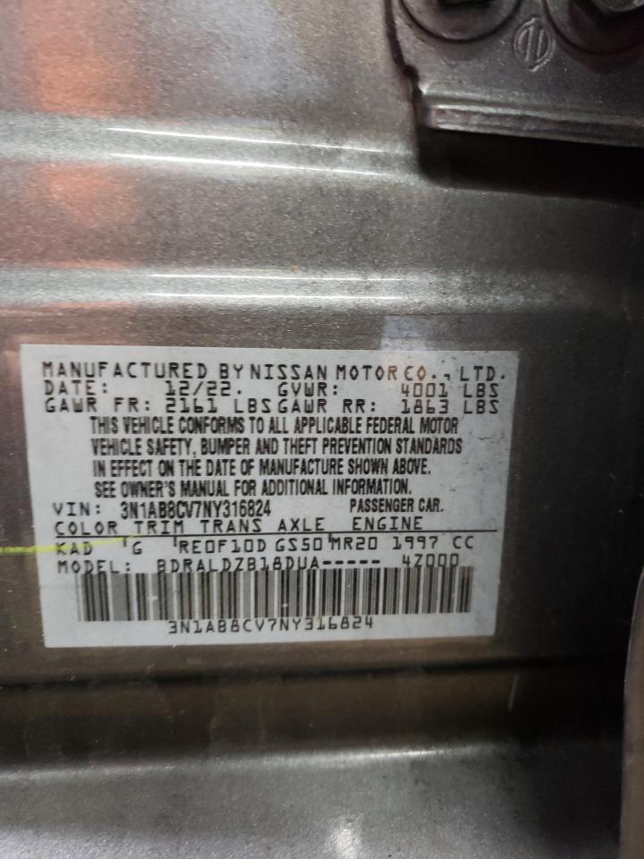 2022 NISSAN SENTRA SV VIN:3N1AB8CV7NY316824