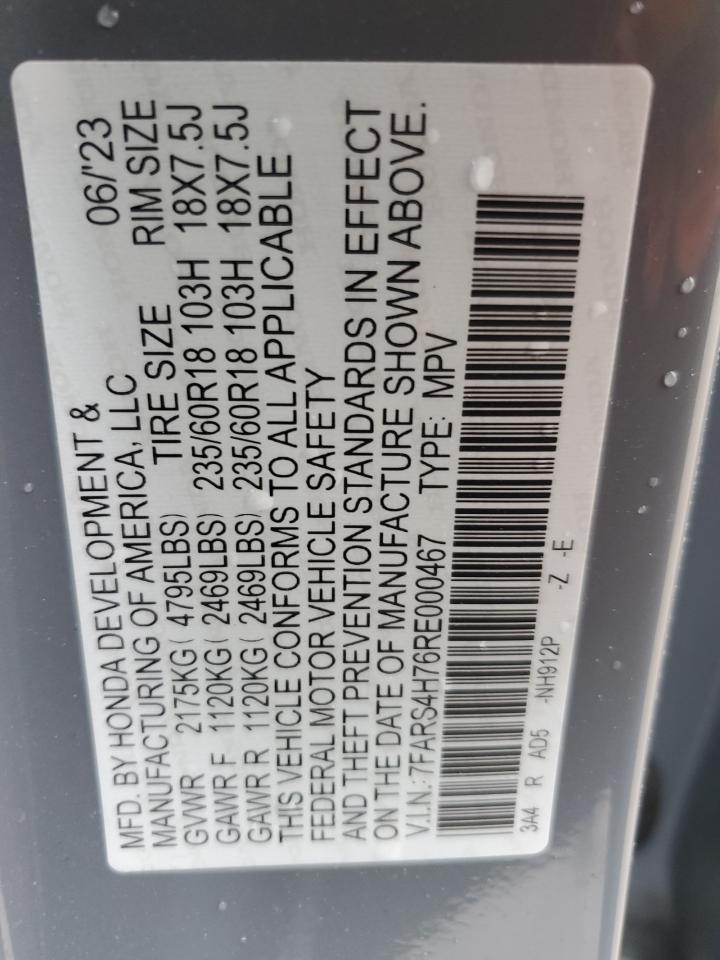 2024 HONDA CR-V EXL VIN:7FARS4H76RE000467