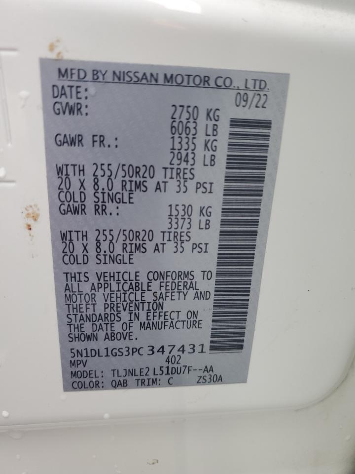 2023 INFINITI QX60 SENSORY VIN:5N1DL1GS3PC347431