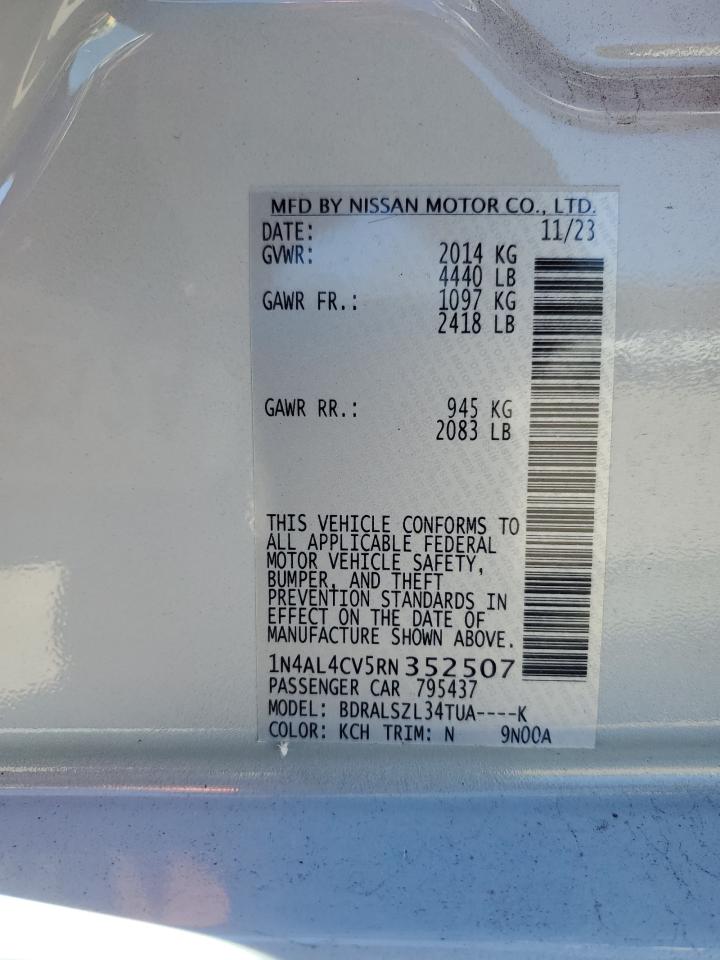 2024 NISSAN ALTIMA SR VIN:1N4AL4CV5RN352507