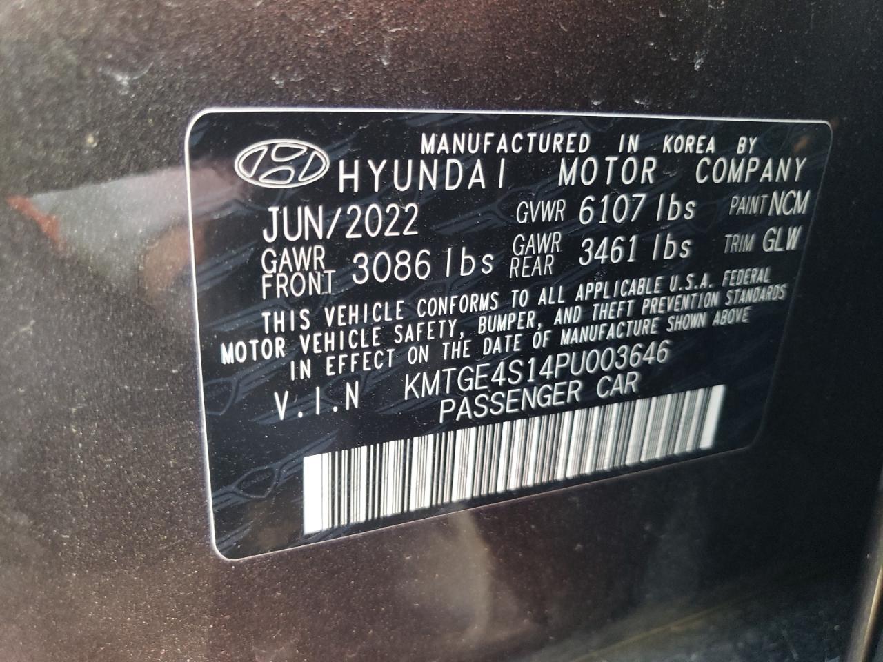 2023 GENESIS G80 VIN:KMTGE4S14PU003646