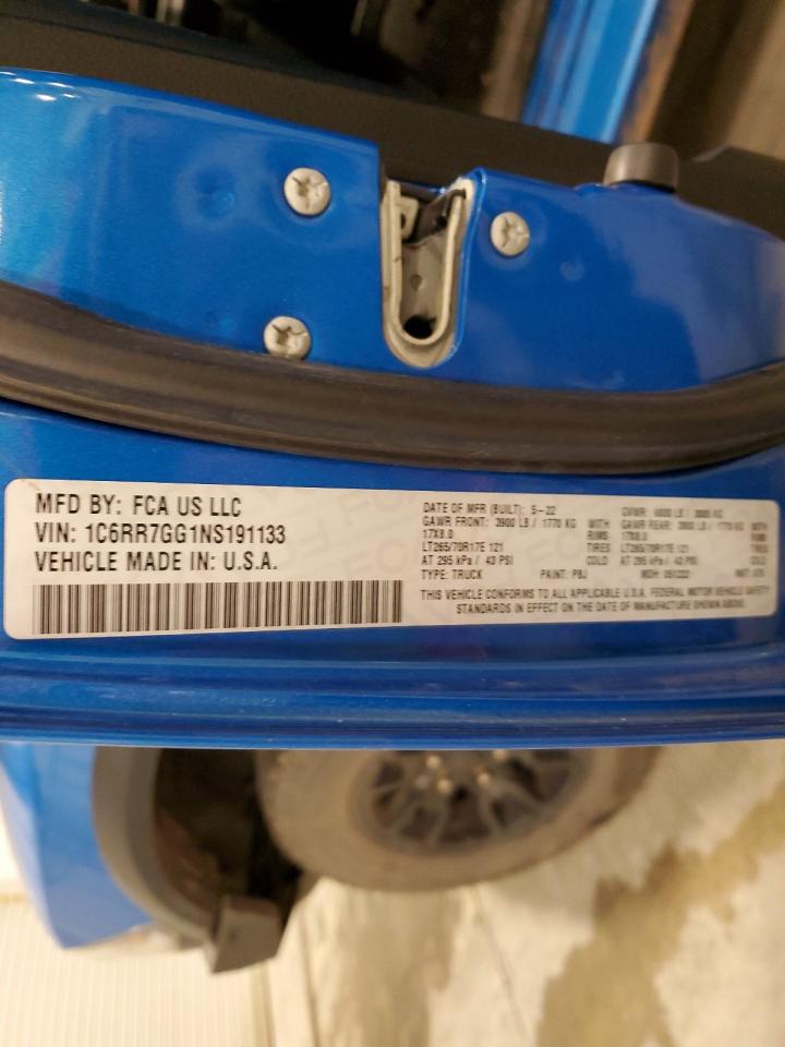 2022 RAM 1500 CLASSIC SLT VIN:1C6RR7GG1NS191133