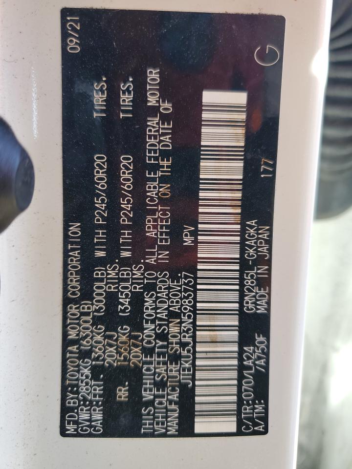 2022 TOYOTA 4RUNNER LIMITED VIN:JTEKU5JR3N5983737