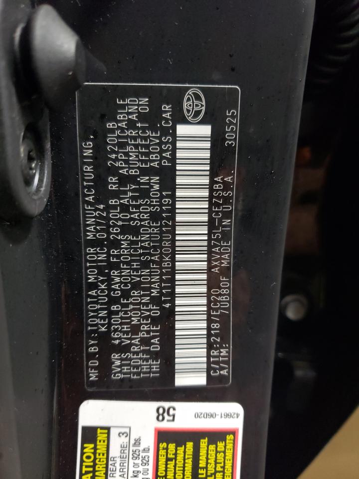 2024 TOYOTA CAMRY SE NIGHT SHADE VIN:4T1T11BK0RU121191