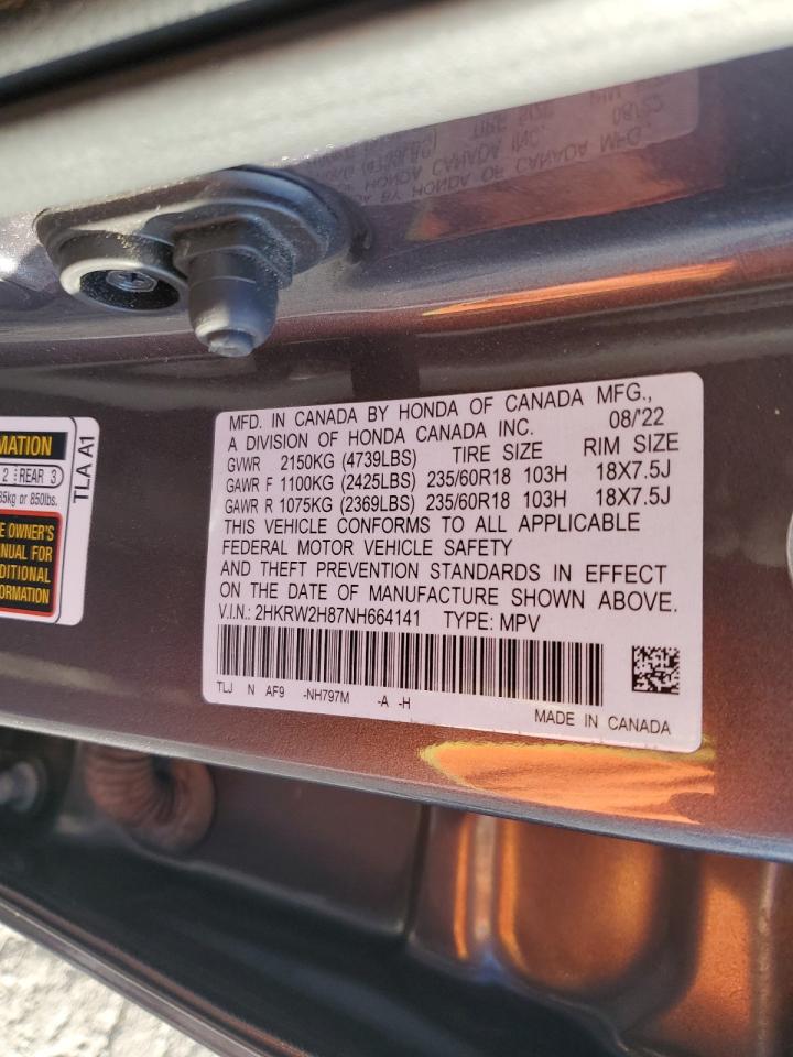 2022 HONDA CR-V EXL VIN:2HKRW2H87NH664141