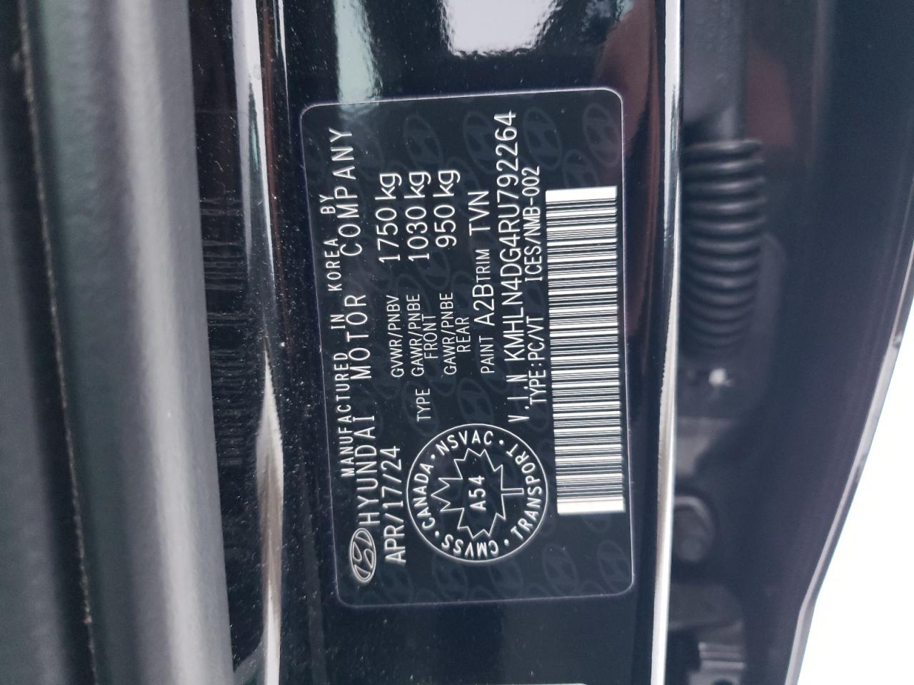 2024 HYUNDAI ELANTRA LUXURY VIN:KMHLN4DG4RU792264