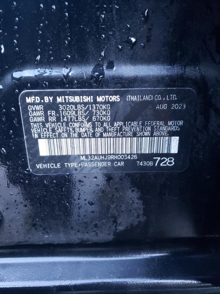 2024 MITSUBISHI MIRAGE ES VIN:ML32AUHJ9RH003426