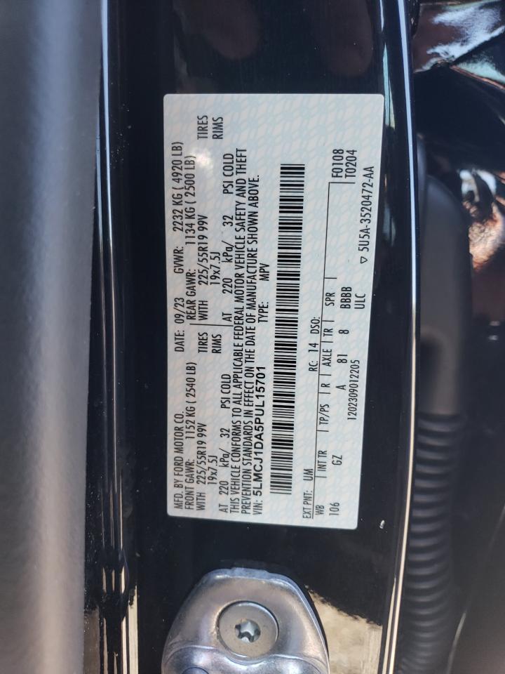 2023 LINCOLN CORSAIR VIN:5LMCJ1DA5PUL15701