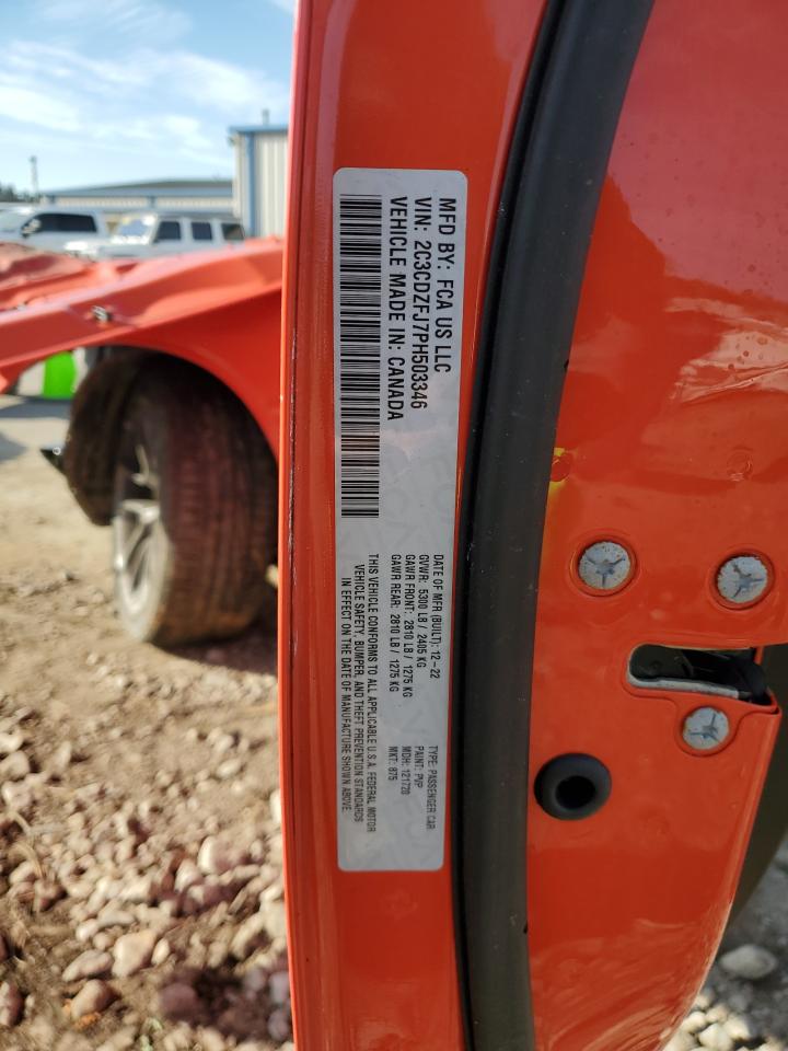 2023 DODGE CHALLENGER R/T SCAT PACK VIN:2C3CDZFJ7PH503346