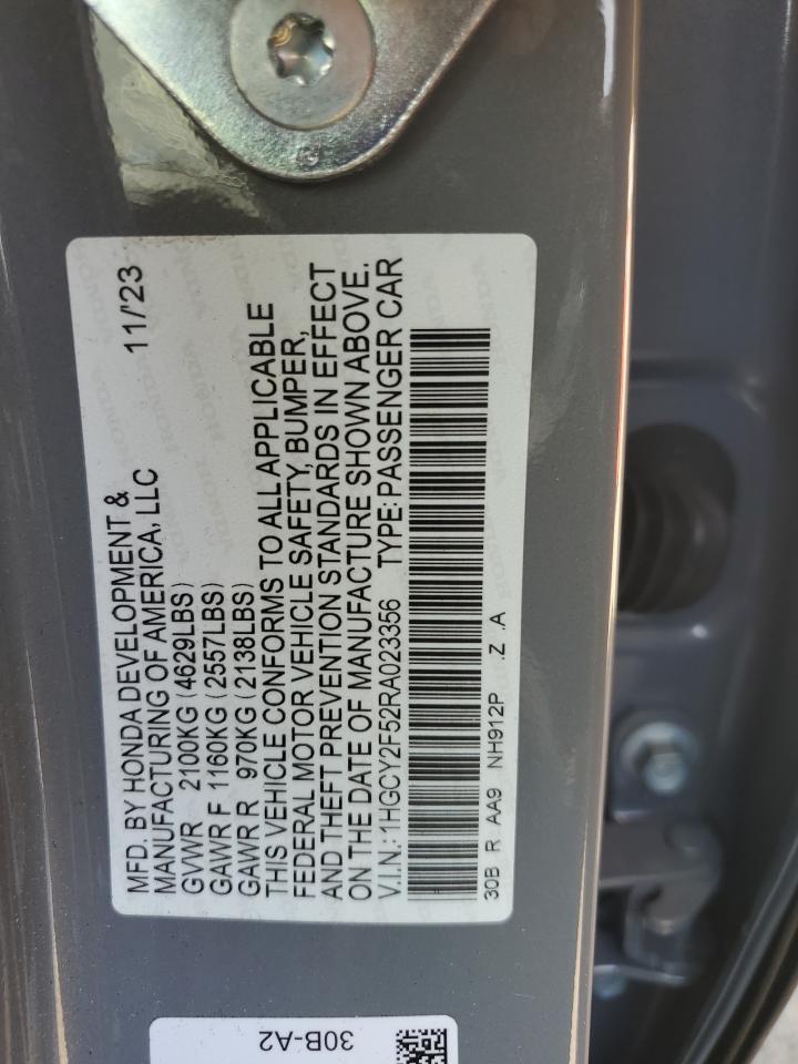 2024 HONDA ACCORD HYBRID SPORT VIN:1HGCY2F52RA023356
