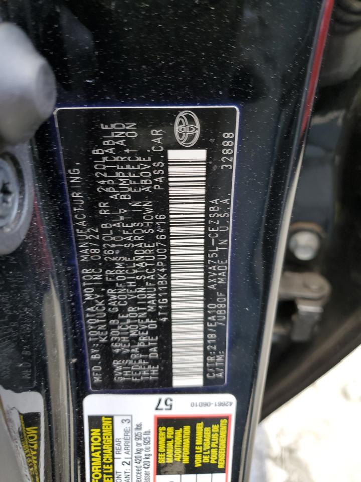 2023 TOYOTA CAMRY SE NIGHT SHADE VIN:4T1G11BK4PU076416