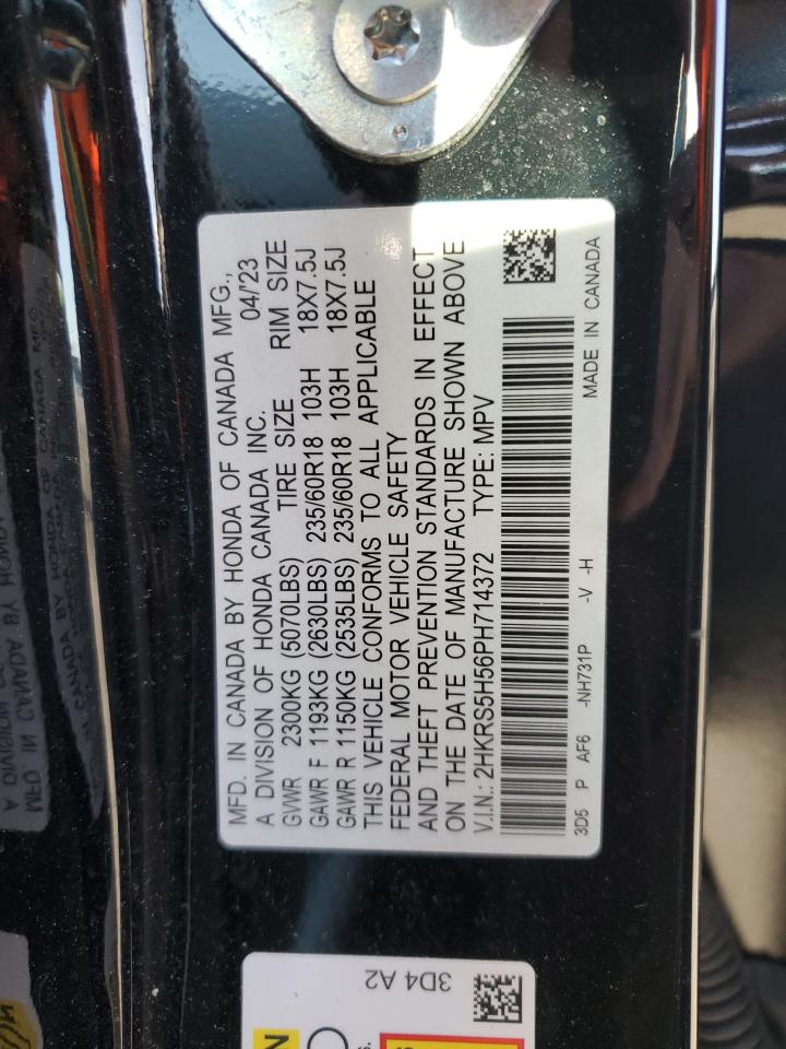 2023 HONDA CR-V SPORT VIN:2HKRS5H56PH714372